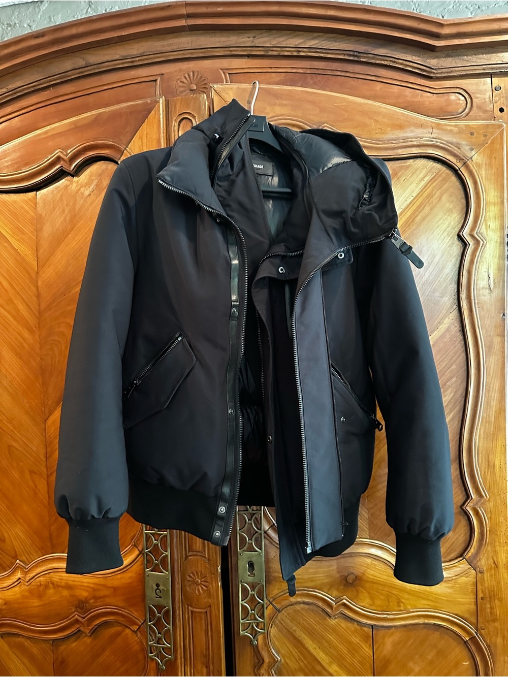 Mackage Men's Black Hooded Bomber Jacket - Modern Insulated Coat